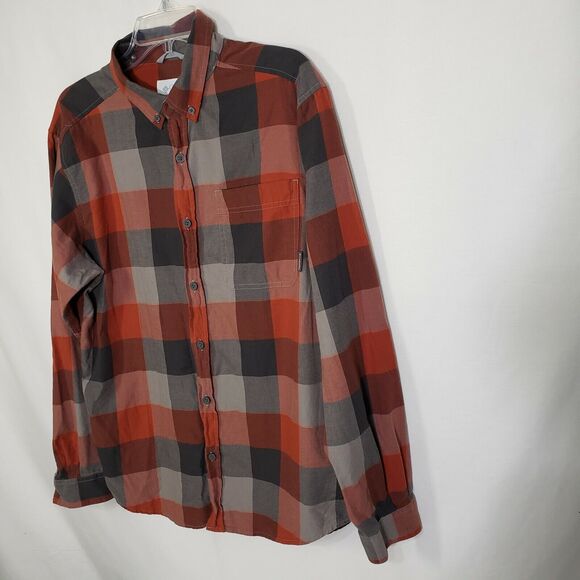 Columbia Mens Shirt Medium Out and Back II Orange Plaid Button Down Long Sleeve - Picture 6 of 11